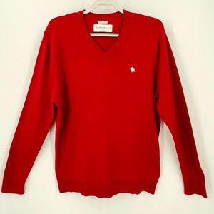 Abercrombie & Fitch Red V-Neck Sweater